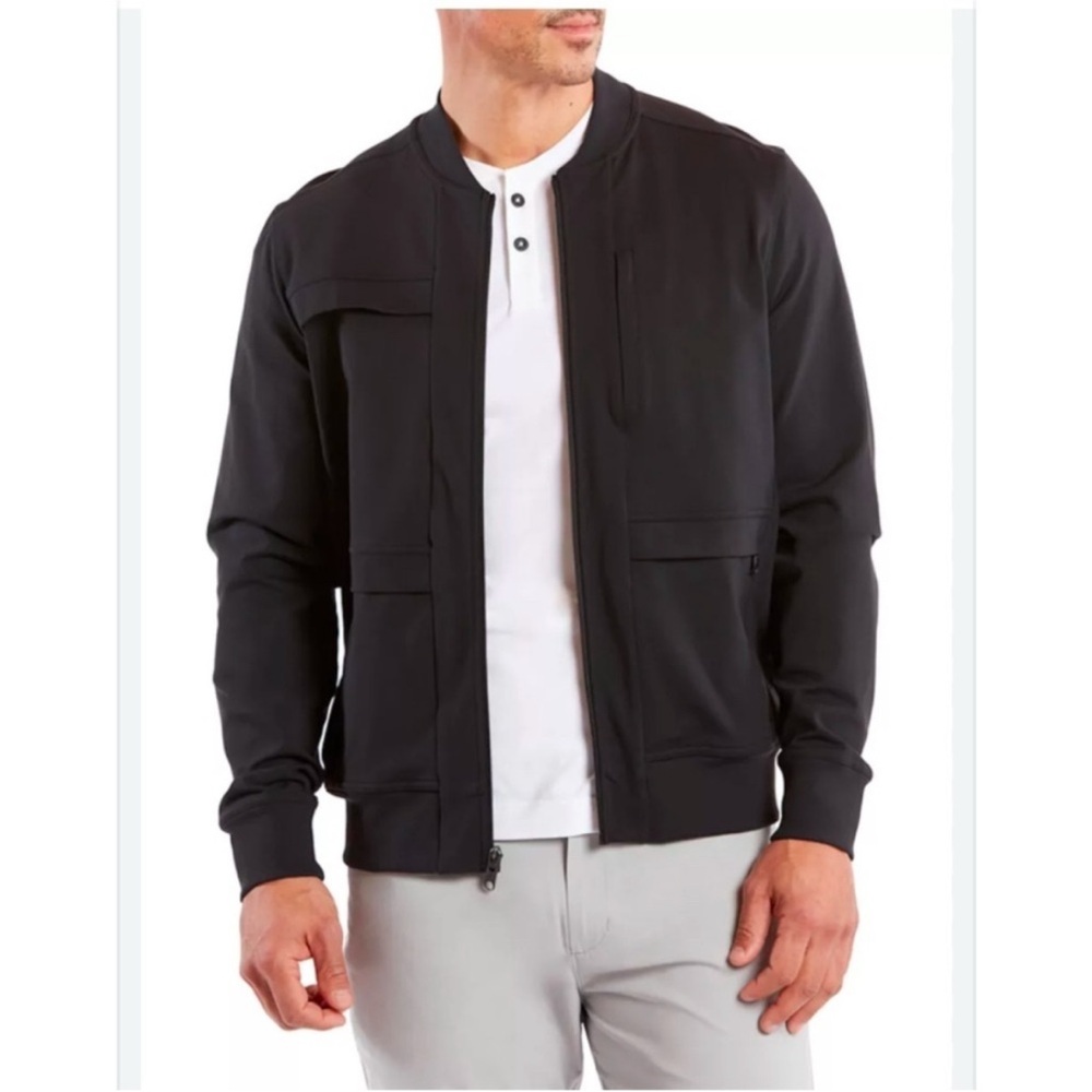 Public Rec Crosstown Bomber Jacket Black Nylon Stretch Fabric Size Small